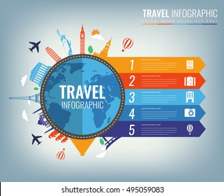 Travel infographic. Infographics for business, web sites, presentations, advertising. Travel and Tourism concept. Vector illustration