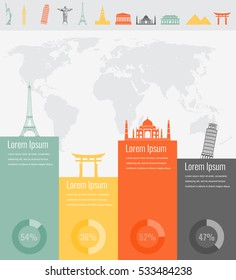 Travel infographic. Infographics for business, web sites, presentations, advertising. Travel and Tourism concept. Vector illustration