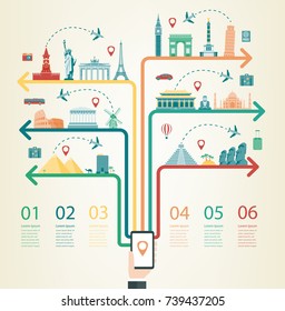 Travel infographic. Infographics for business, web sites, presentations, advertising. Travel and Tourism concept. Vector illustration