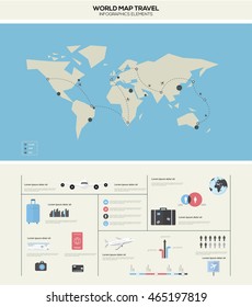 Travel Infographic set with charts and other elements. Vector illustration.

