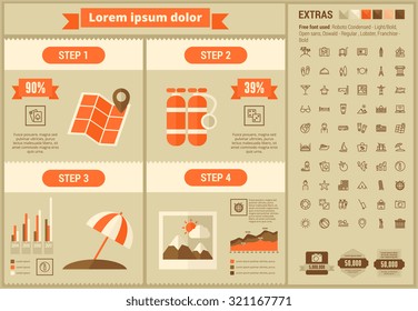 Travel infographic template and elements. The template includes illustrations of hipster men and huge awesome set of thin line icons. Modern minimalistic flat vector design.