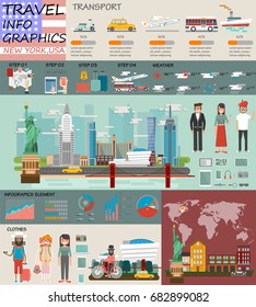 Travel infographic.New york infographic tourist sights of USA, welcome to New york.USA infographic. Travel to New york presentation template