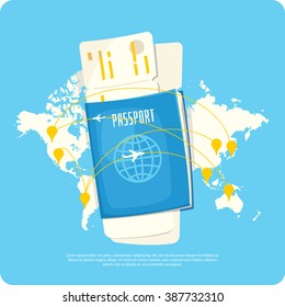 Travel Infographics. Buy air tickets. Conceptual vector illustration of a summer vacation, leisure and travel.