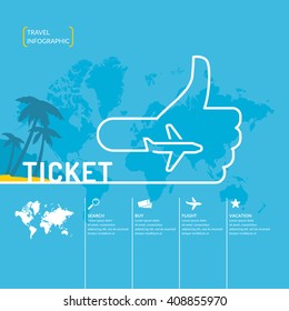 Travel Infographics. Buy Air Tickets.Vector Illustration. Poster For Sale Of Trips And Tours.