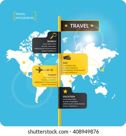 Travel infographics. Buy air tickets.Vector illustration. Poster for sale of trips and tours.