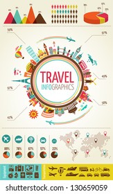 Travel infographics with data icons and elements