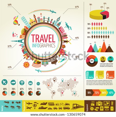 Travel infographics with data icons and elements