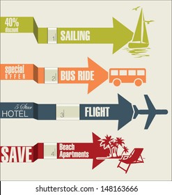 Travel infographics options banner with arrows