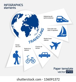 Travel infographics web design. Modern paper template. Numbered options. Vector illustration.