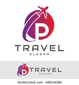 travel initial Letter P Logo design