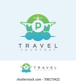 travel initial Letter P Logo design