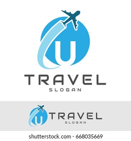 travel initial Letter U Logo design