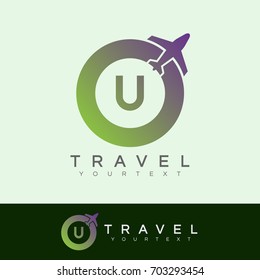 travel initial Letter U Logo design