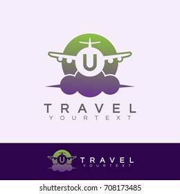 travel initial Letter U Logo design