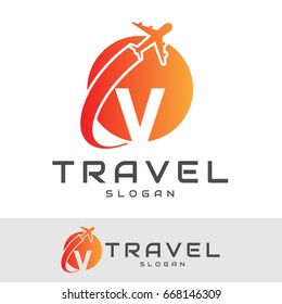 travel initial Letter V Logo design