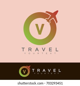 travel initial Letter V Logo design
