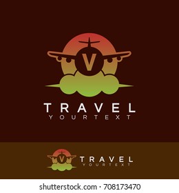 travel initial Letter V Logo design