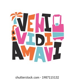 Travel inspiration quote. Positive phrase about trip and adventure. Trendy style handwritten lettering on decorative hand drawn backdrop. Vector illustration for posters, advertisement or web.