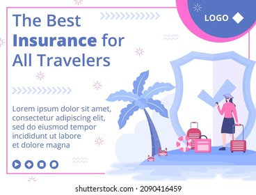 Travel Insurance Brochure Template Flat Design Illustration Editable of Square Background Suitable for Social media, Greeting Card and Web Internet Ads