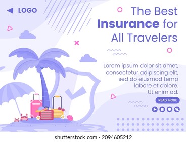 Travel Insurance Brochure Template Flat Design Illustration Editable of Square Background for Social media, Greeting Card or Web Internet
