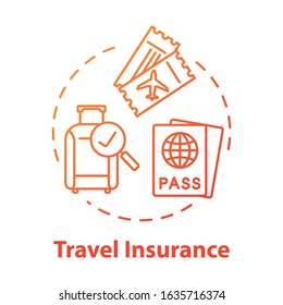 Travel insurance concept icon. Personal healthcare. Policy coverage for international tourism. Pre-paid service. Safety plan idea thin line illustration. Vector isolated outline RGB color drawing