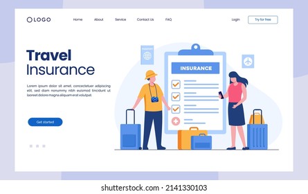 Travel insurance concept. Protection flat vector illustration banner and landing page