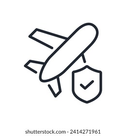 Travel insurance editable stroke outline icon isolated on white background flat vector illustration. Pixel perfect. 64 x 64.