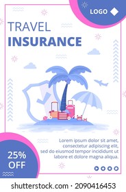 Travel Insurance Flyer Template Flat Design Illustration Editable of Square Background Suitable for Social media, Greeting Card and Web Internet Ads