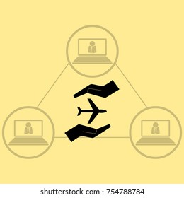 Travel Insurance in the hand, vector icon