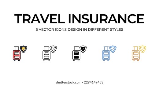 Travel Insurance Icon Design in Five style with Editable Stroke. Line, Solid, Flat Line, Duo Tone Color, and Color Gradient Line. Suitable for Web Page, Mobile App, UI, UX and GUI design.