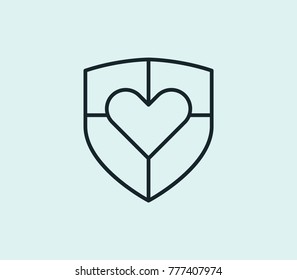 Travel insurance icon line isolated on clean background. Shield concept drawing icon line in modern style. Vector illustration for your web site mobile logo app UI design.