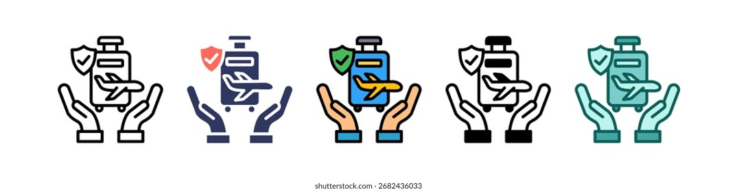 Icono de seguro de viaje Ilustración vectorial múltiple