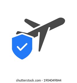 Travel insurance icon. Protection of air travel, insurance sign web sign. vector design