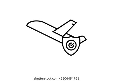 Travel insurance icon. Protection of air travel. Line icon style design. Simple vector design editable