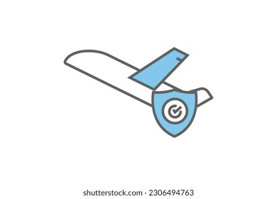 Travel insurance icon. Protection of air travel. Two tone icon style design. Simple vector design editable