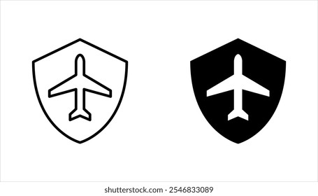 Travel insurance icon set. Protection of air travel, vector illustration on white background