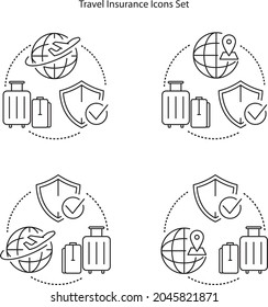 Travel insurance icons set isolated on white background. Travel insurance icon trendy and modern Travel insurance symbol for logo, web, app, UI. Travel insurance icon simple sign.