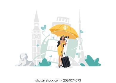 Travel Insurance Illustration concept. Flat illustration isolated on white background.
