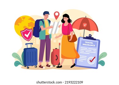 Travel Insurance Illustration concept on white background