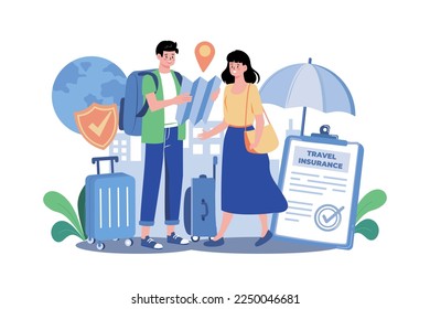 Travel Insurance Illustration concept on white background