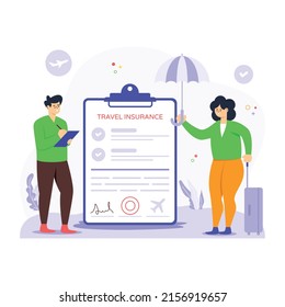 Travel Insurance Illustration Designed In Flat Style 

