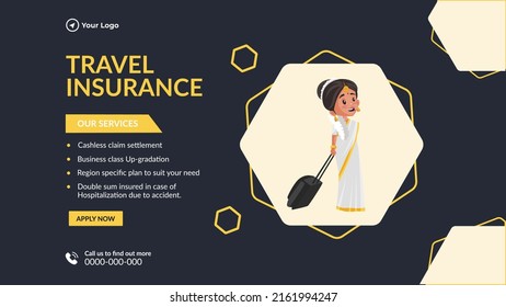 Travel insurance landscape banner design template. 