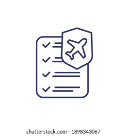 Travel insurance line icon with checklist