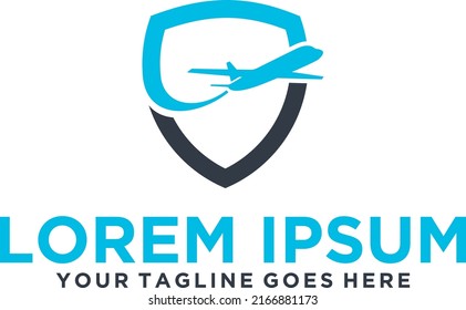 Travel insurance plane logo design