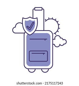 travel insurance, suitcase with shield