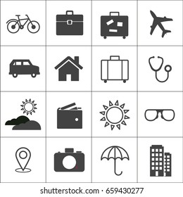 Travel and insurance vector icons 