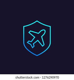 Travel insurance vector linear icon