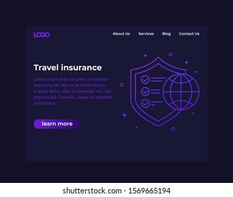 Travel insurance, website design, vector template