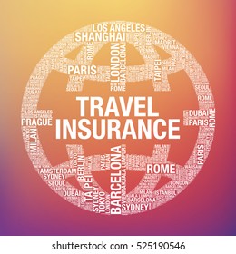Travel insurance in world globe, tourist vector concept