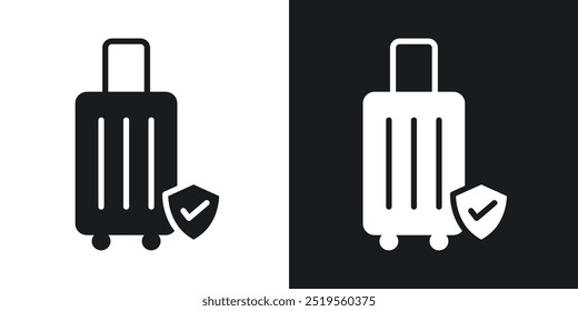 Travel insuranceline vector icon set in solid and outline style.